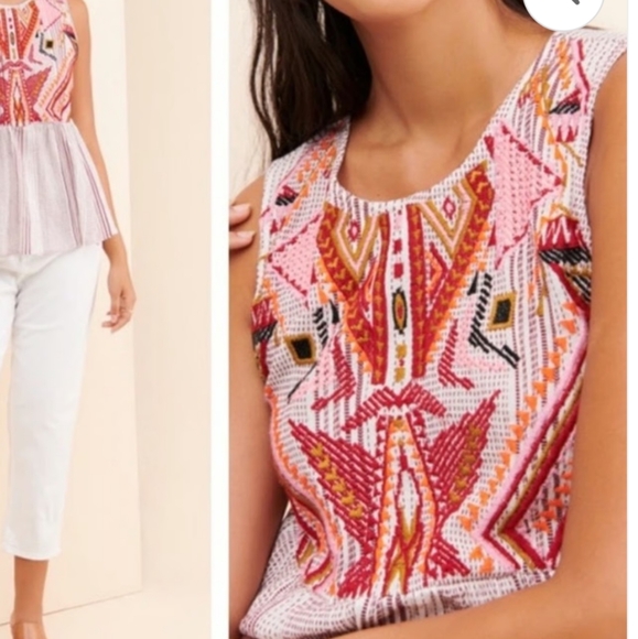 Sold Anthropologie x Dolen Velia Embroidered Peplum Sleeveless Top - Picture 14 of 14